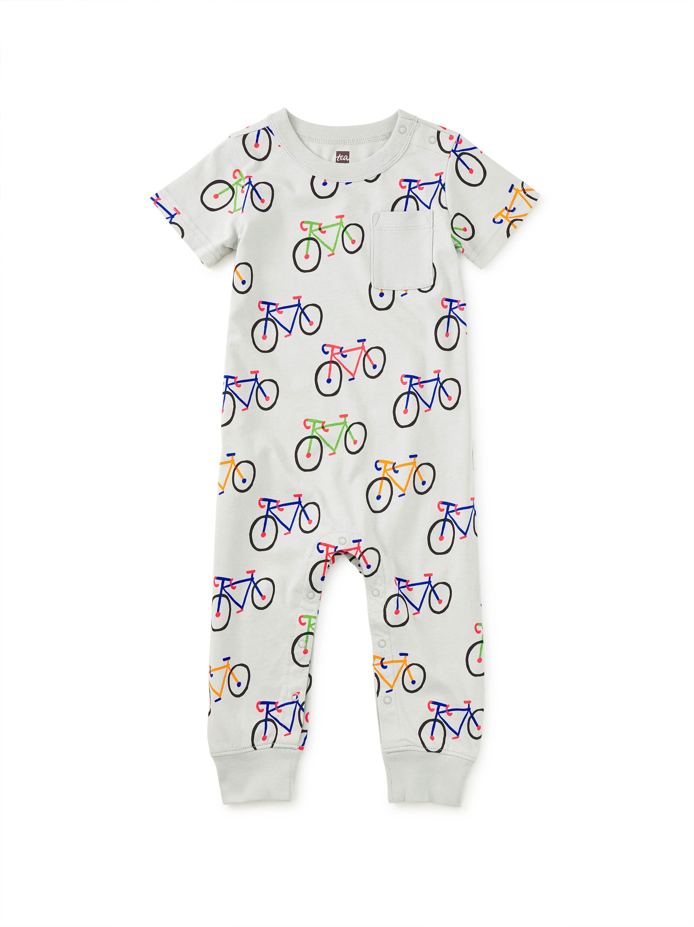 Tea Collection Pocket Baby Romper LaVuelta Bikes Little Sprout