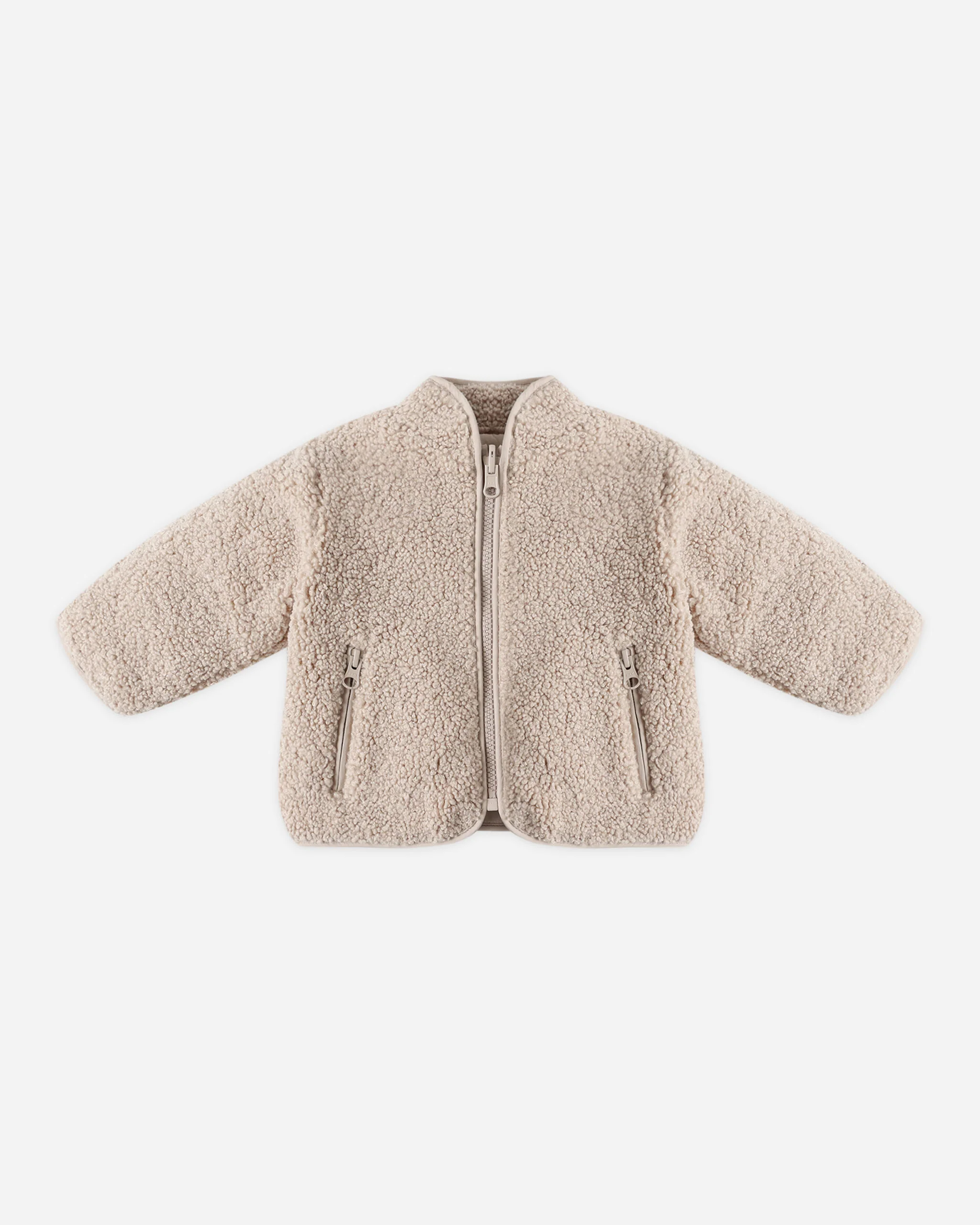 Quincy Mae Shearling Zip Jacket Oat Little Sprout