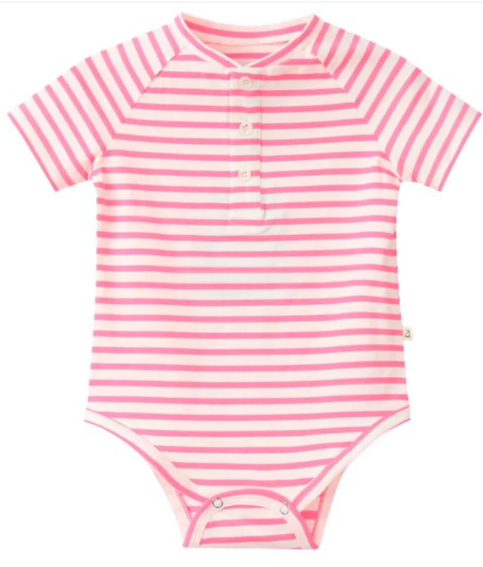 Raglan Jersey Onesie Neon Pink Little Sprout