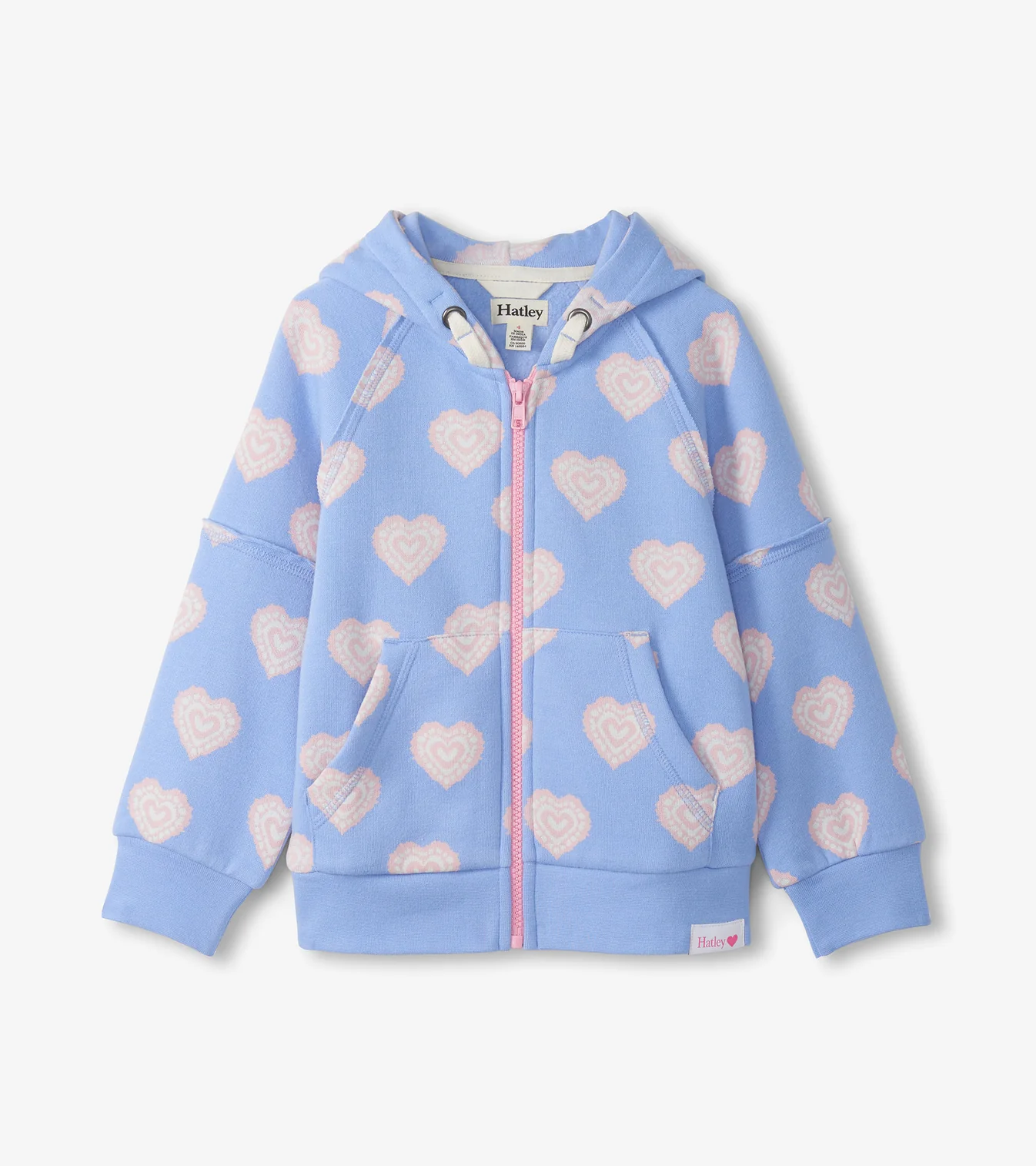 Hatley Heart Burst Raw Edge hoodie Serenity Little Sprout