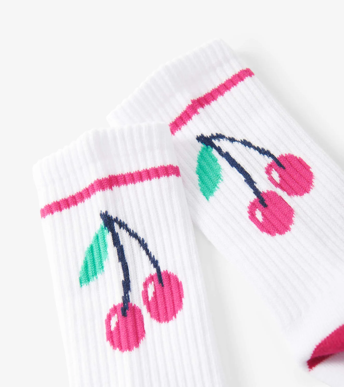 Double Cherry Tube Socks - White-Little Sprout