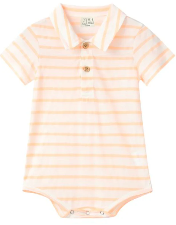 Me and Henry Jetty Jersey Onesie Peach Stripe Little Sprout