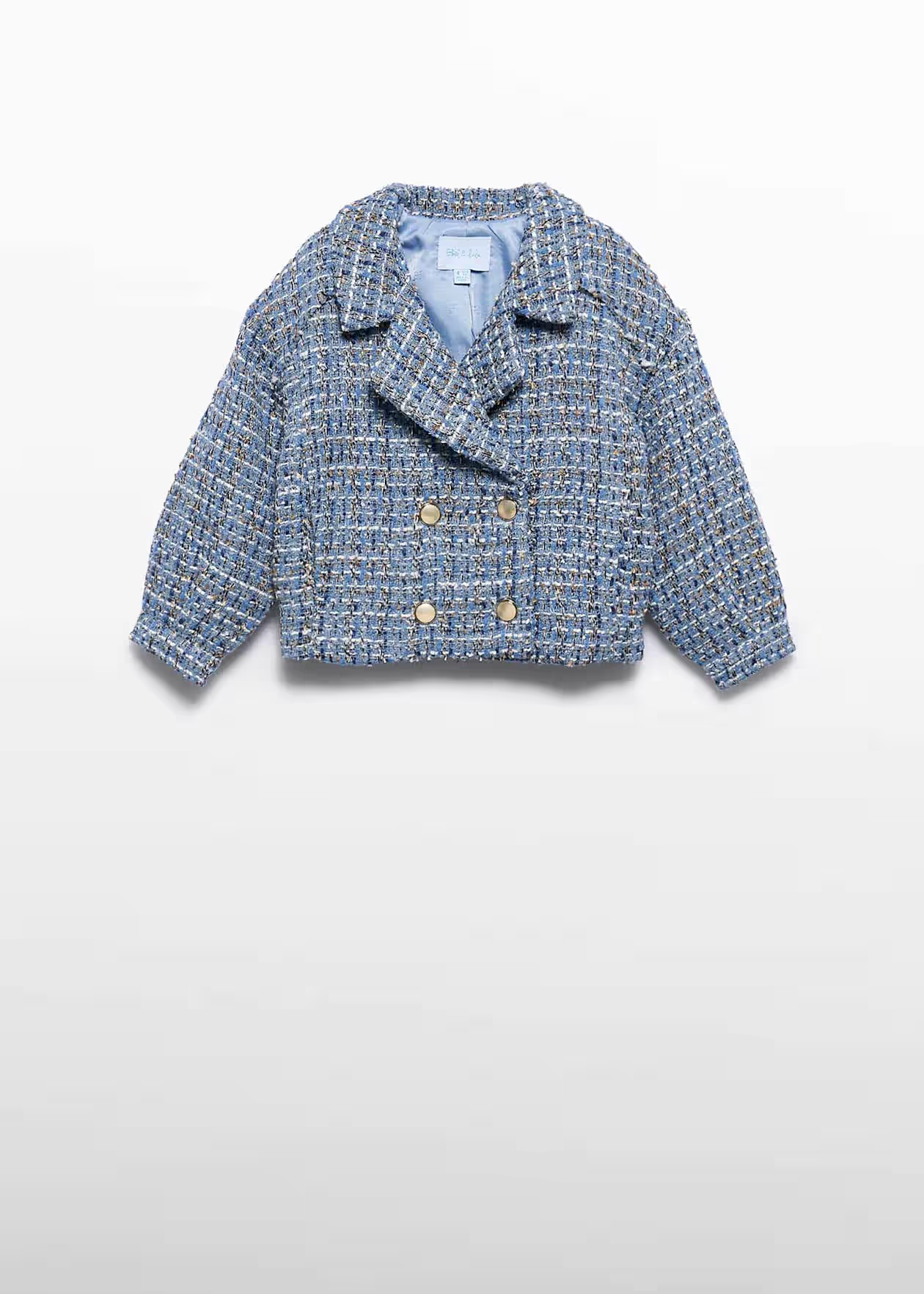 Double Breasted Tweed Jacket Sky Blue Little Sprout