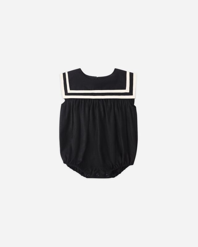 Rylee + Cru Sailor Romper Black Little Sprout