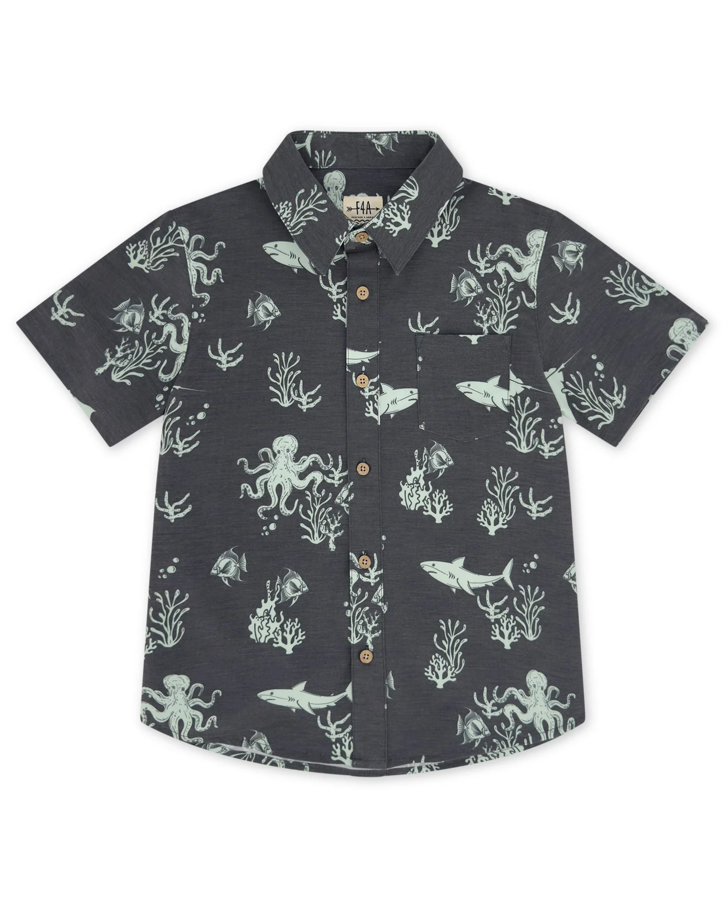 Feather 4 Arrow Button Down Deep Sea Little Sprout