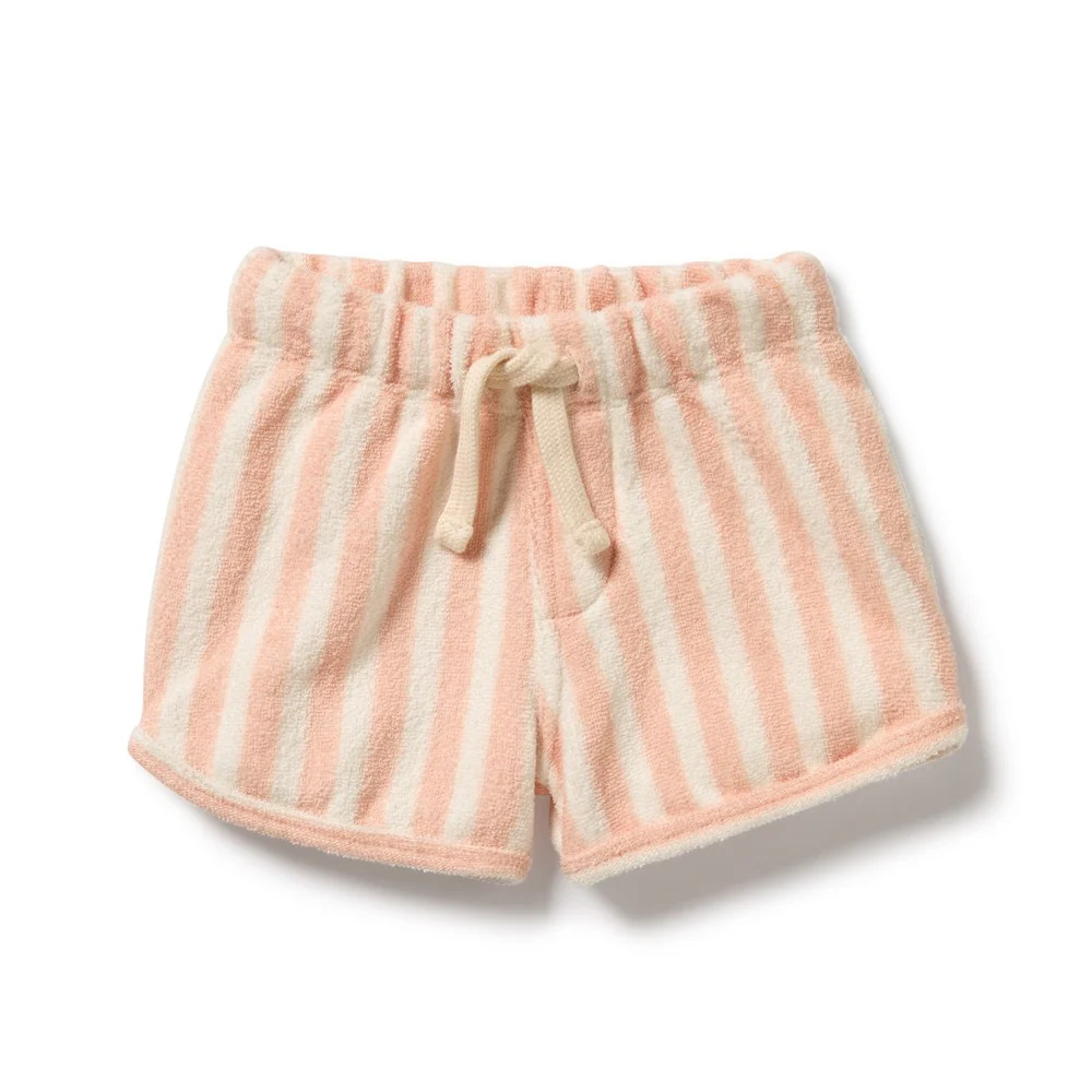 Wilson + Frenchy Strawberry Wave Organic Terry Tie Short Little Sprout