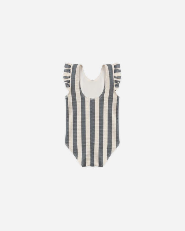 Scoop Back One-Piece Swimsuit Retro Ocean Stripe