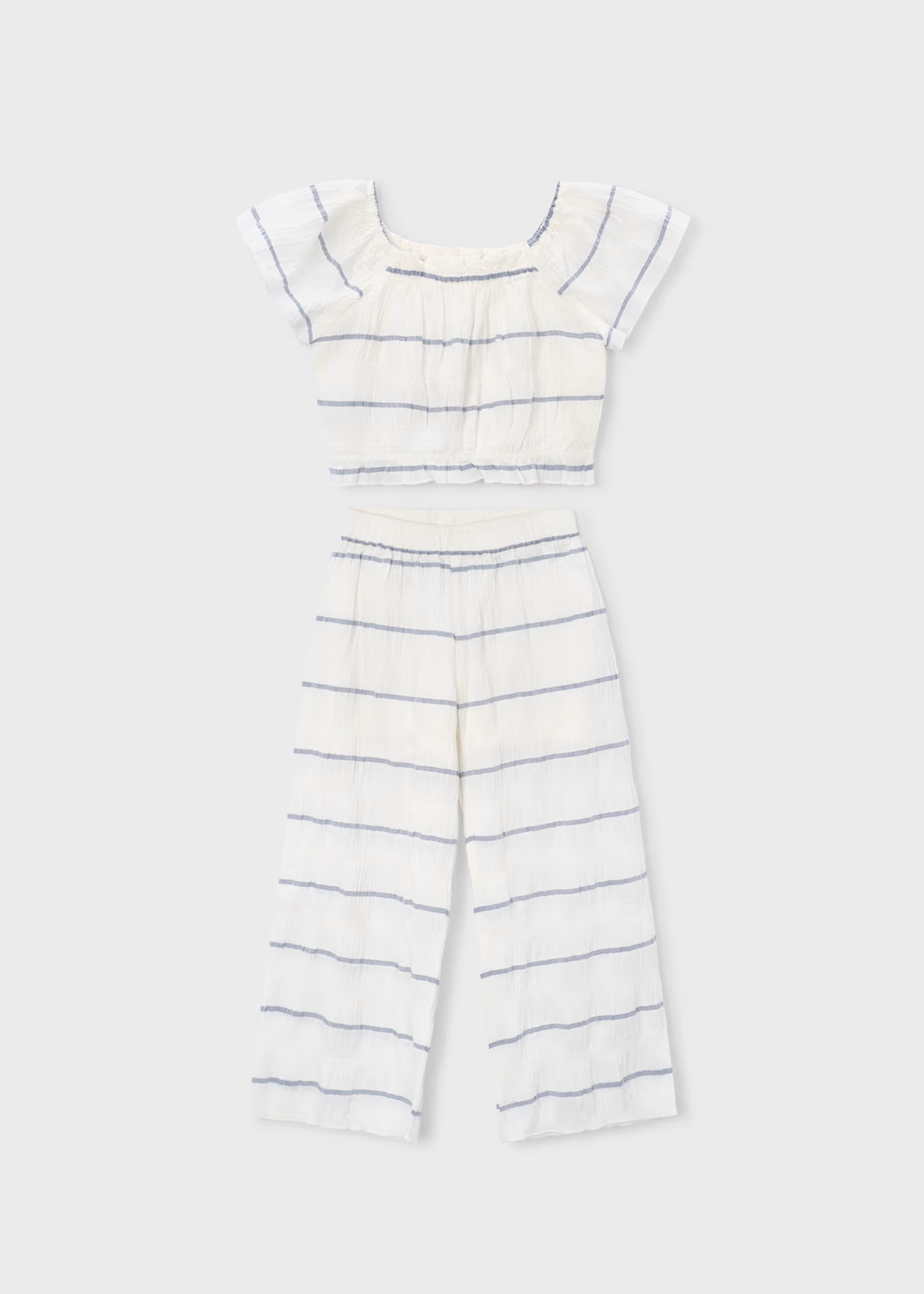 Mayoral Girl Striped Pants and Top set Off white Porcelain Little Sprout