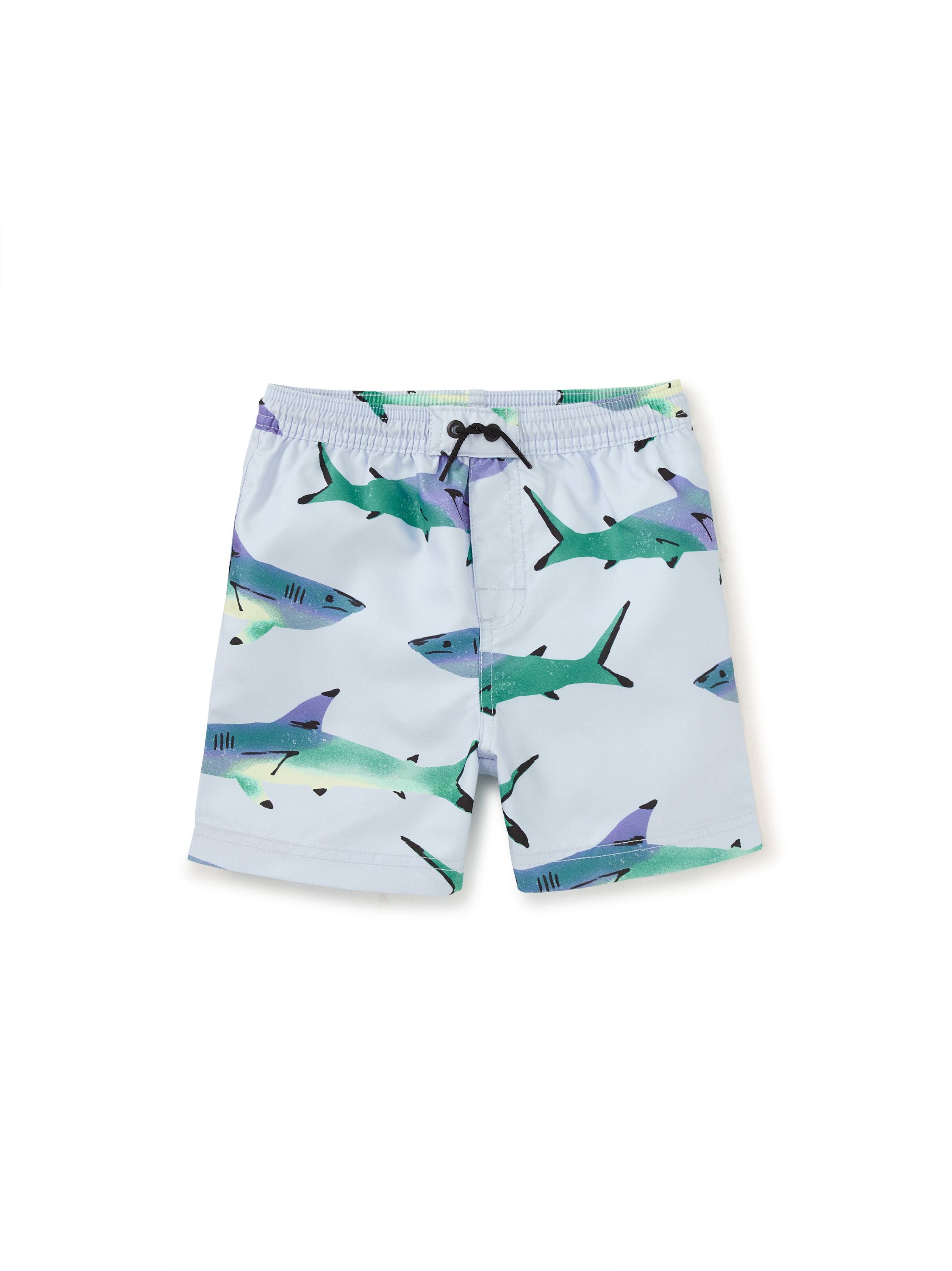 Mid-Length Swim Trunks - Painted Sharks-Little Sprout