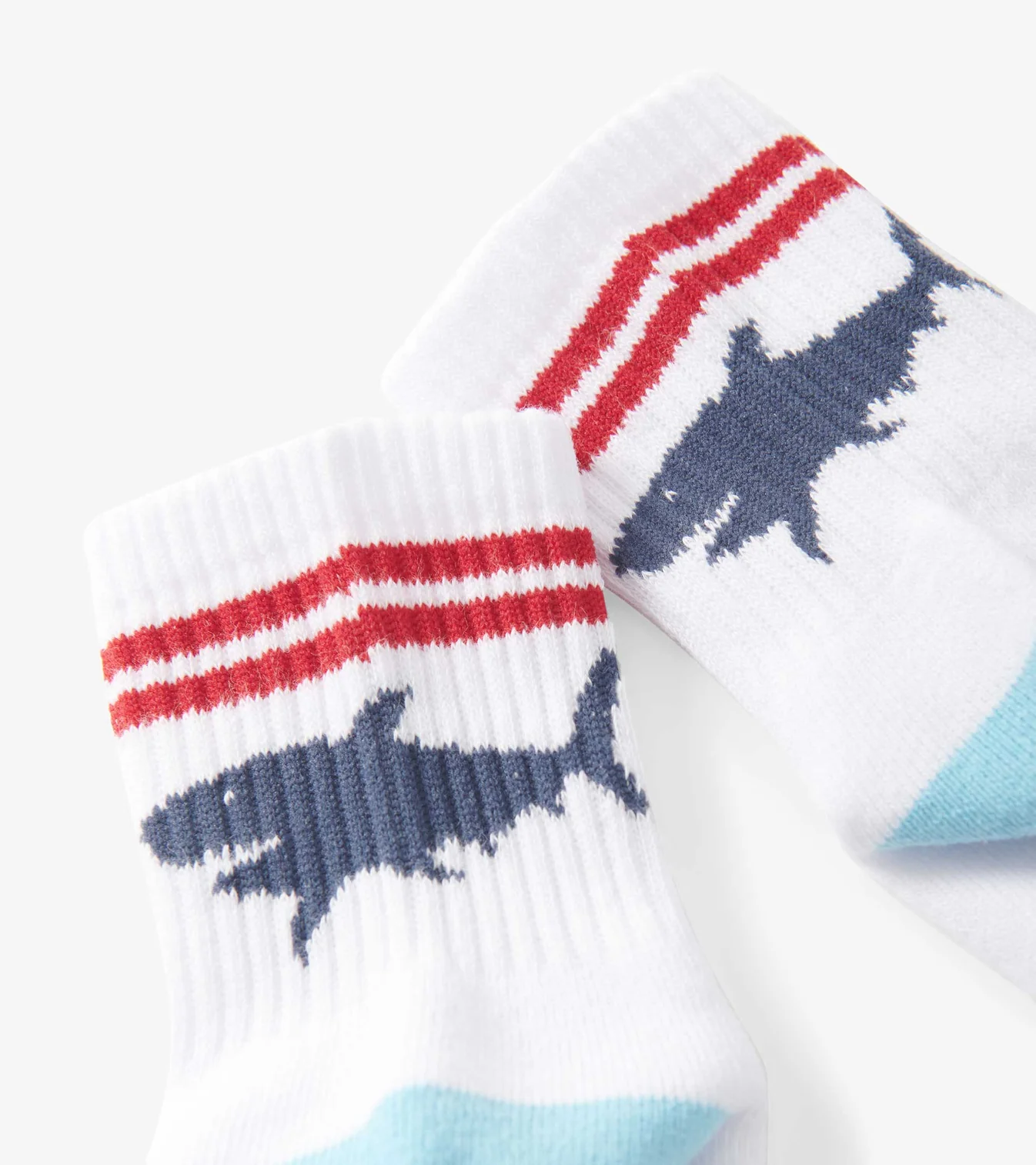 Shark Silhouette Crew Socks - White-Little Sprout