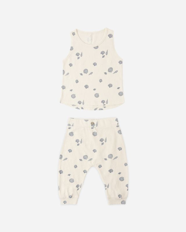 Rylee and Cru Sleeveless Tank + Slouch Pant Set Seashells