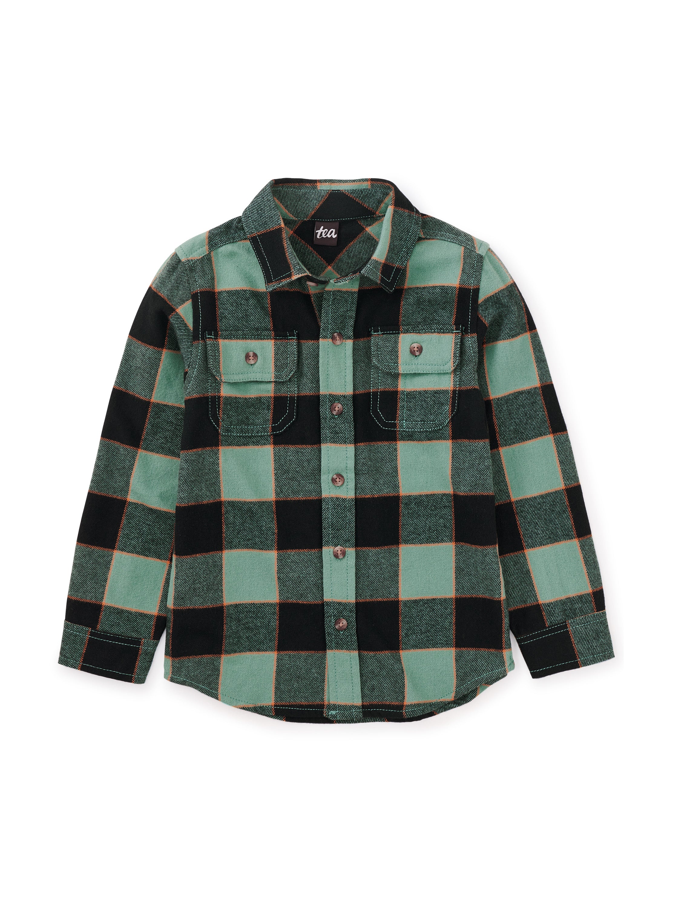 Flannel Button Up Shirt Forest Plaid Little Sprout