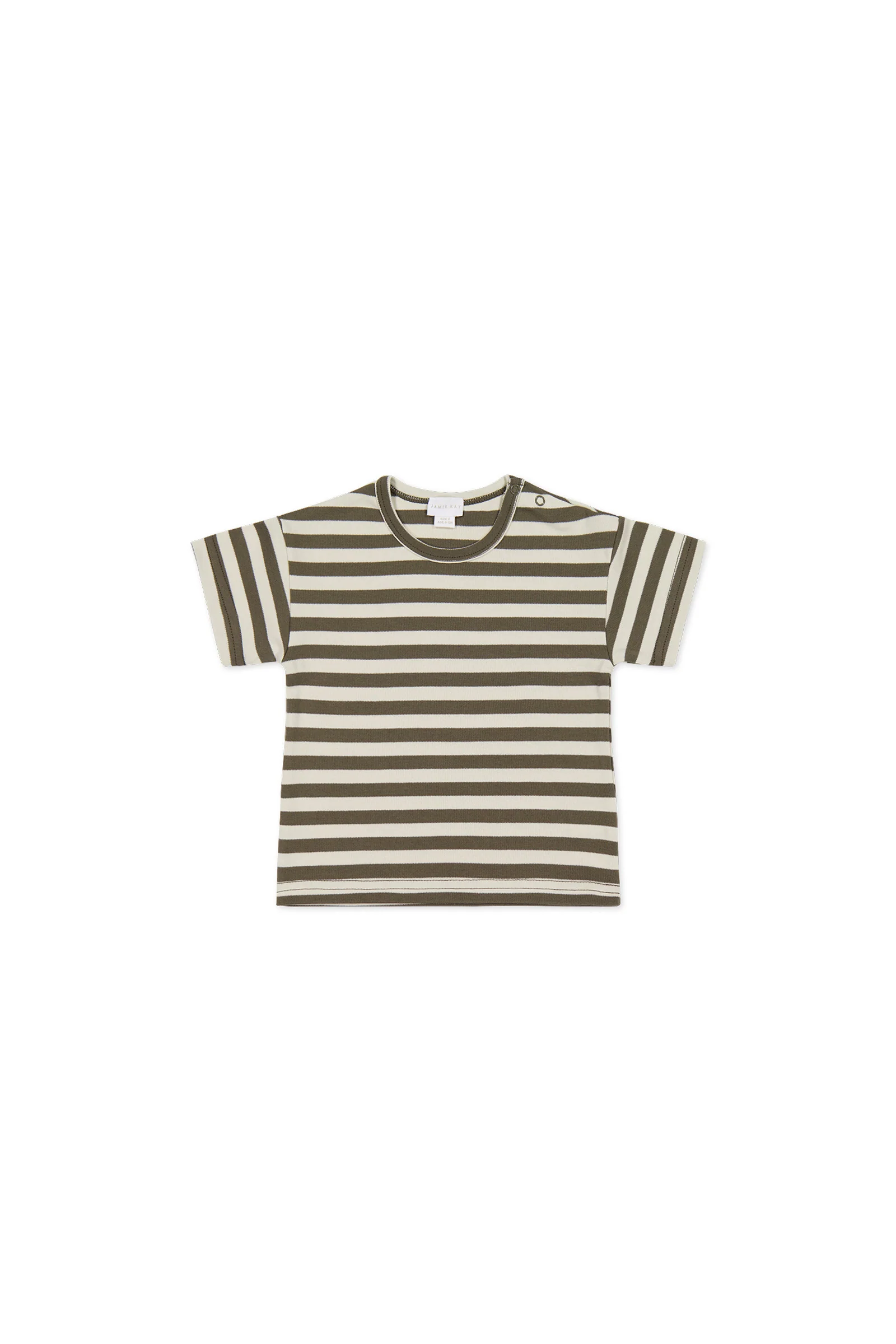 Pima Cotton Hunter Tee - Oliver Stripe Pinecone/Cassava-Little Sprout