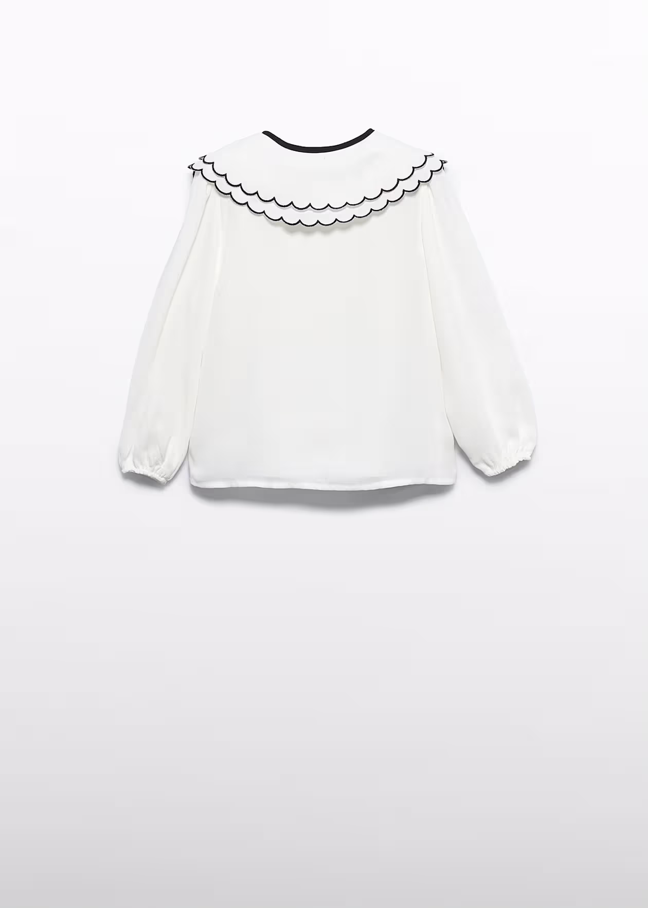 Chiffon Blouse with Embroidered Collar - Cream