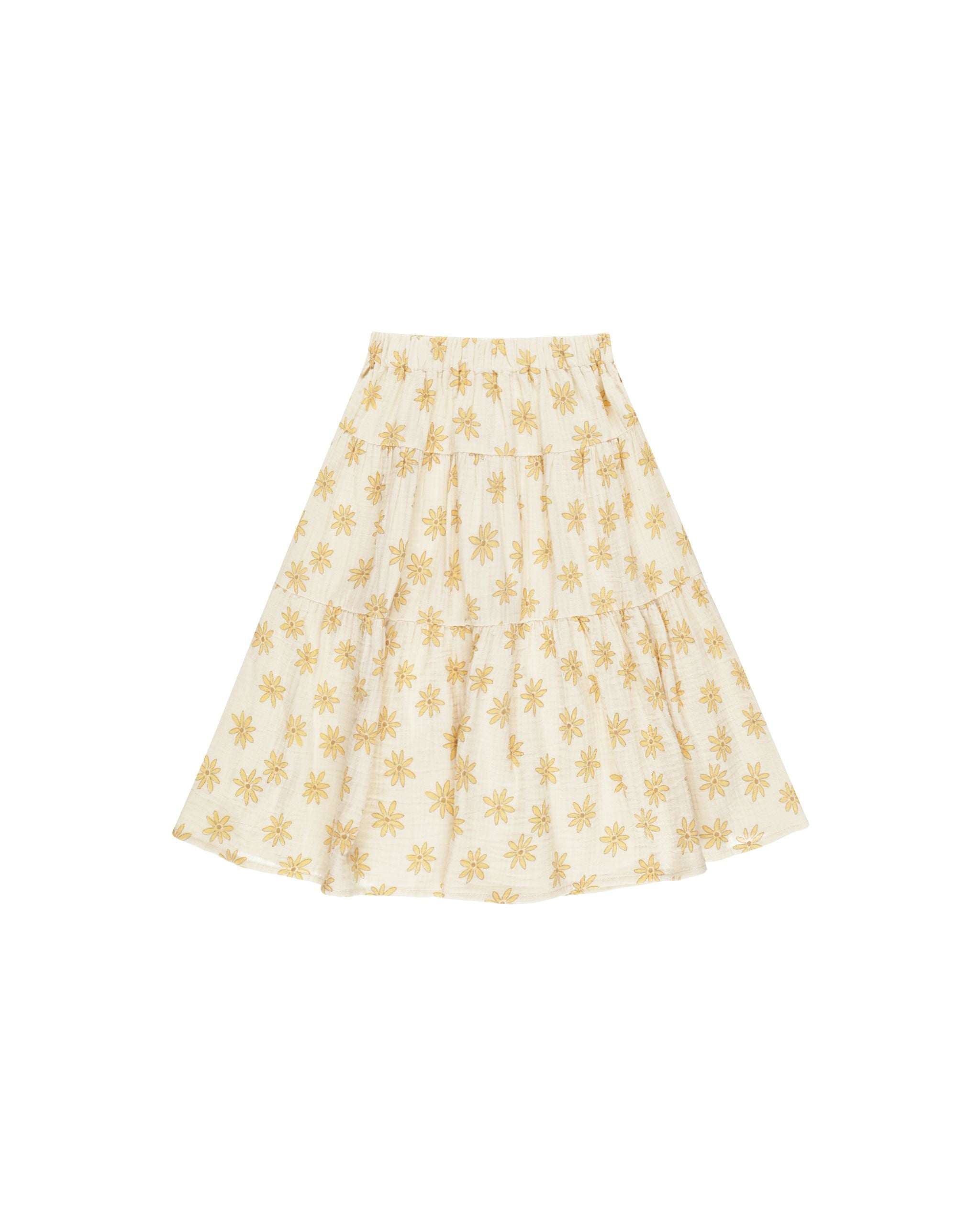 Tiered Midi Skirt - Daisies-Little Sprout