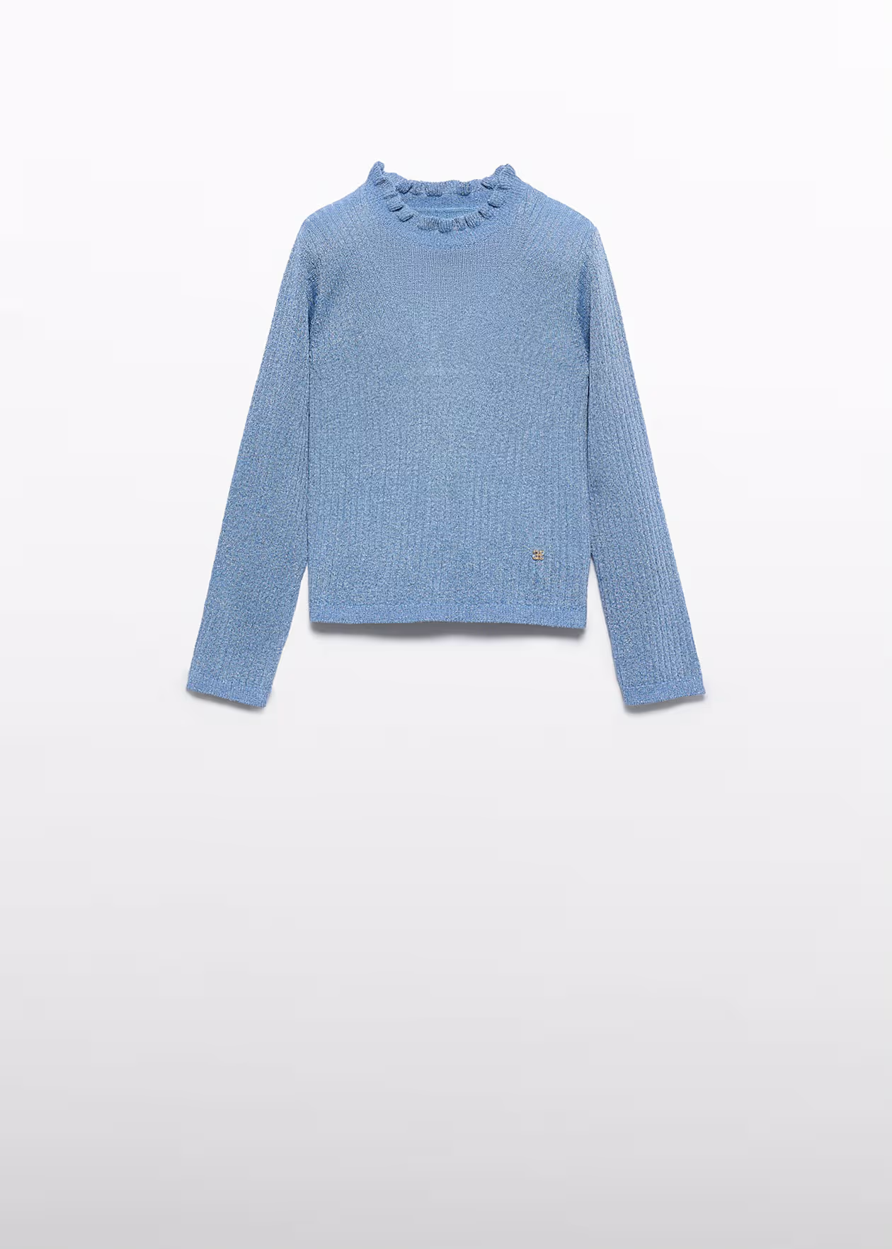 Abel and Lula Shiny Ribbed Knit Turtleneck Sky Blue Little Sprout