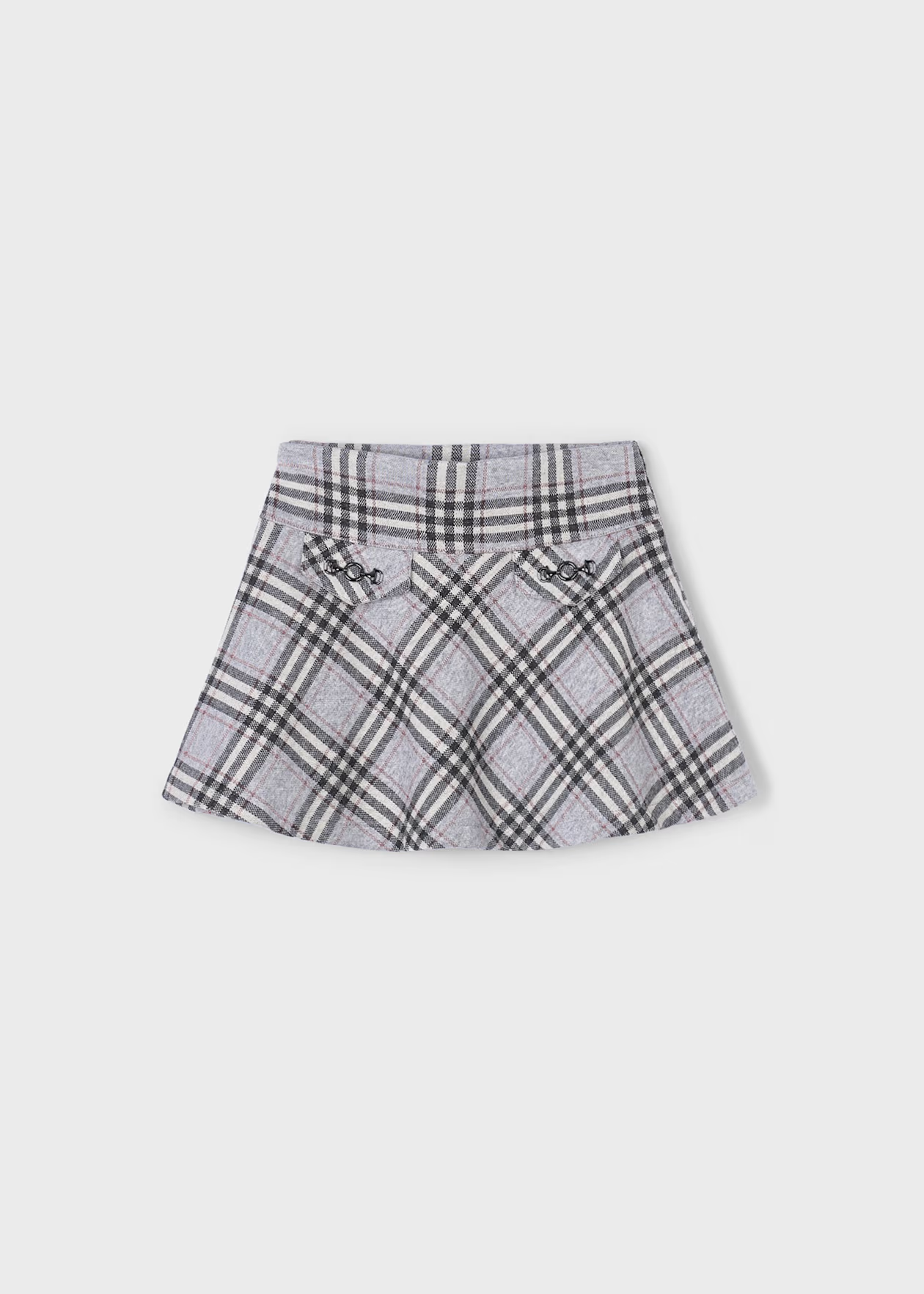 Girl Plaid Jacquard Skirt Silver Little Sprout