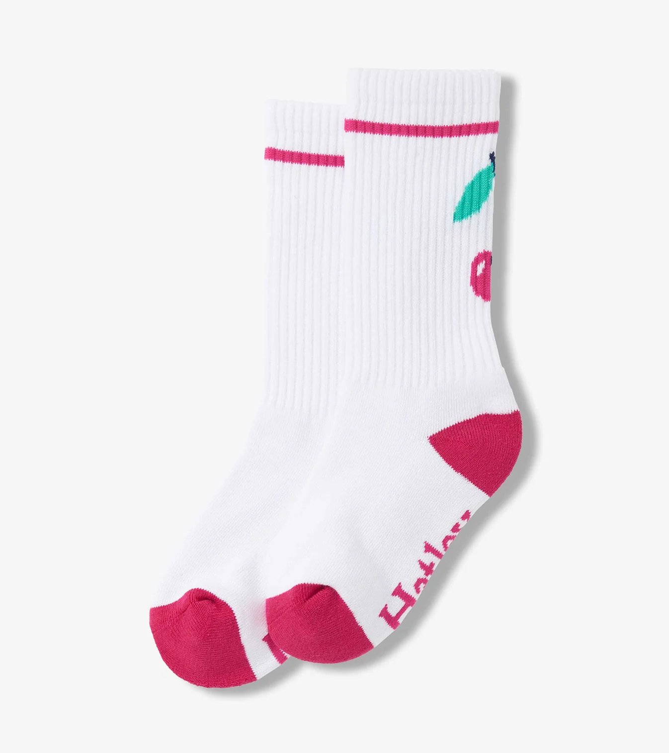 Double Cherry Tube Socks - White-Little Sprout