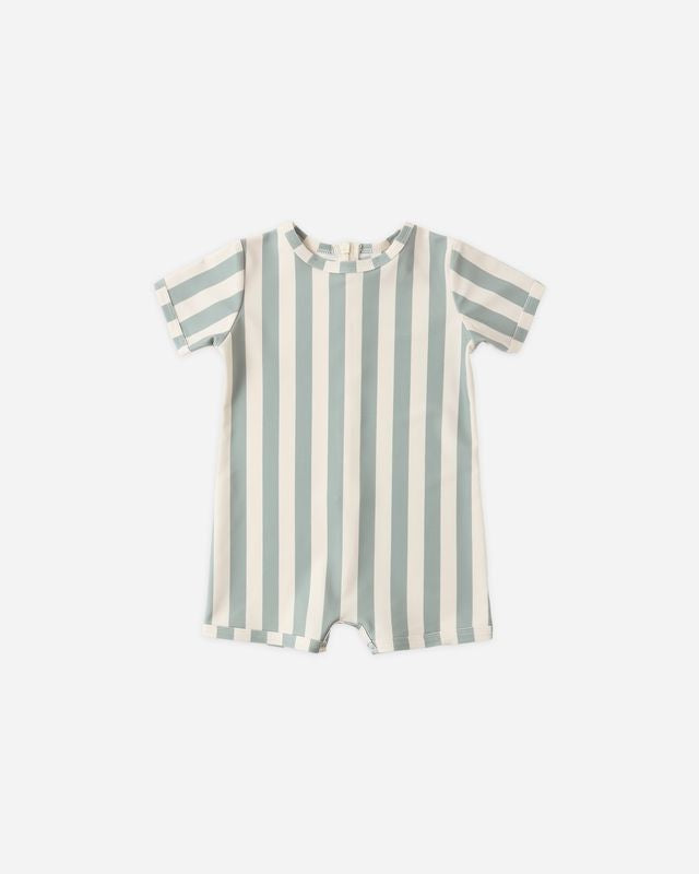 Rylee + Cru Shorty One-Piece Green Stripe