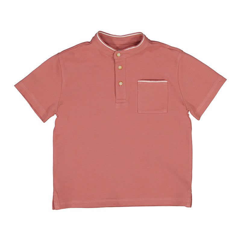 Short Sleeve Mao Neck - Guava-Little Sprout