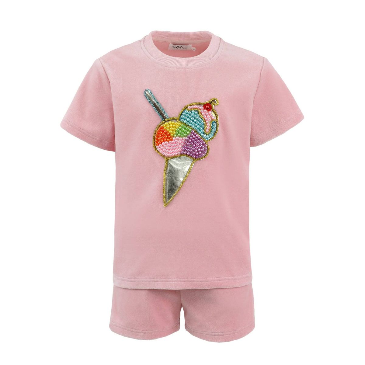 Velour ice Cream Short Set-Little Sprout