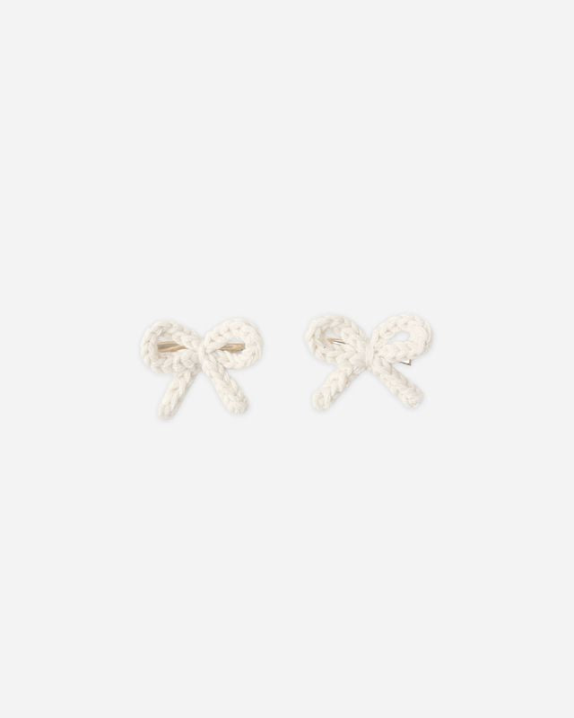 Rylee + Cru Crochet Bow Clips Ivory Little Sprout