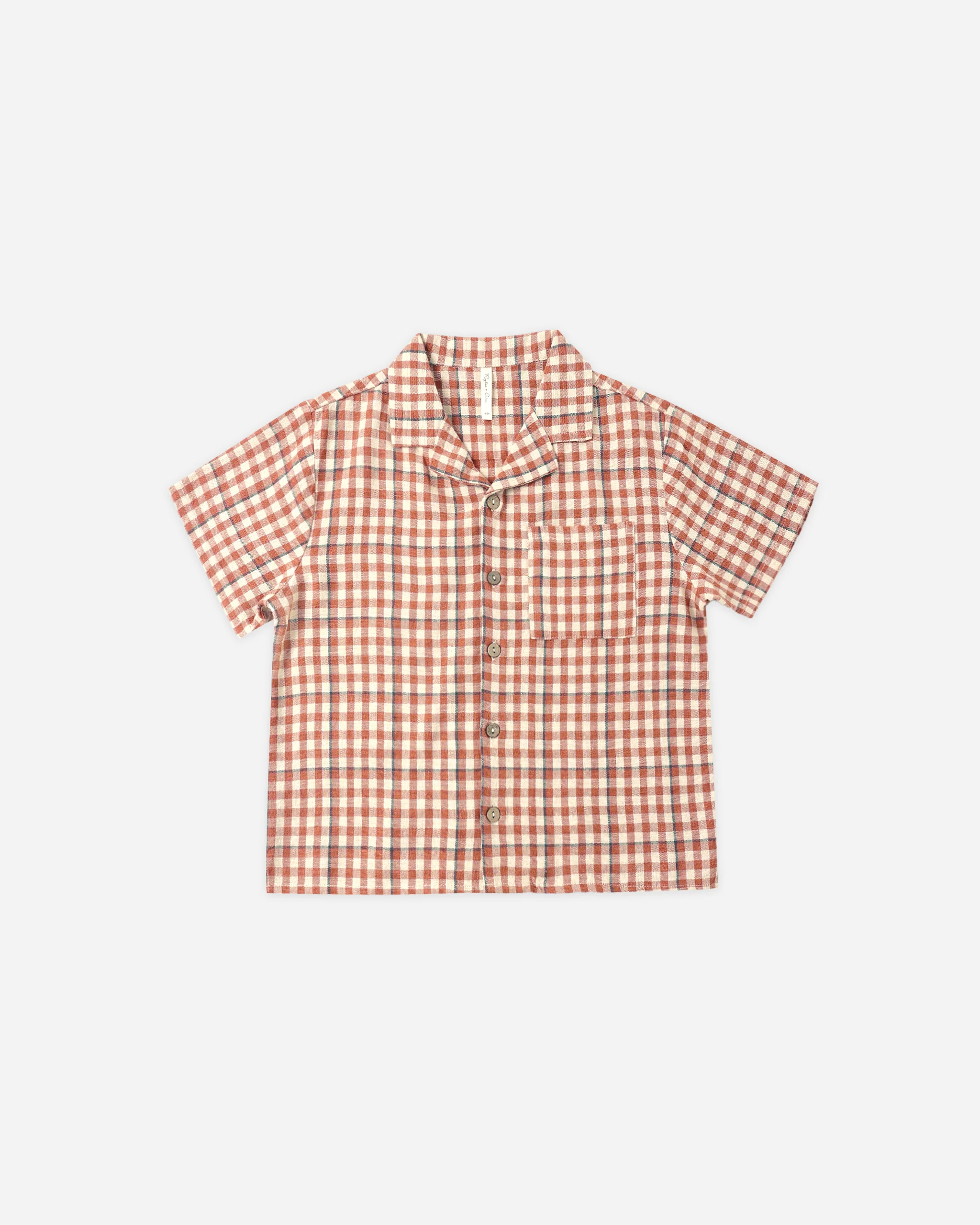 Rylee and Cru Lapel Collar Shirt Poppy Gingham Little Sprout