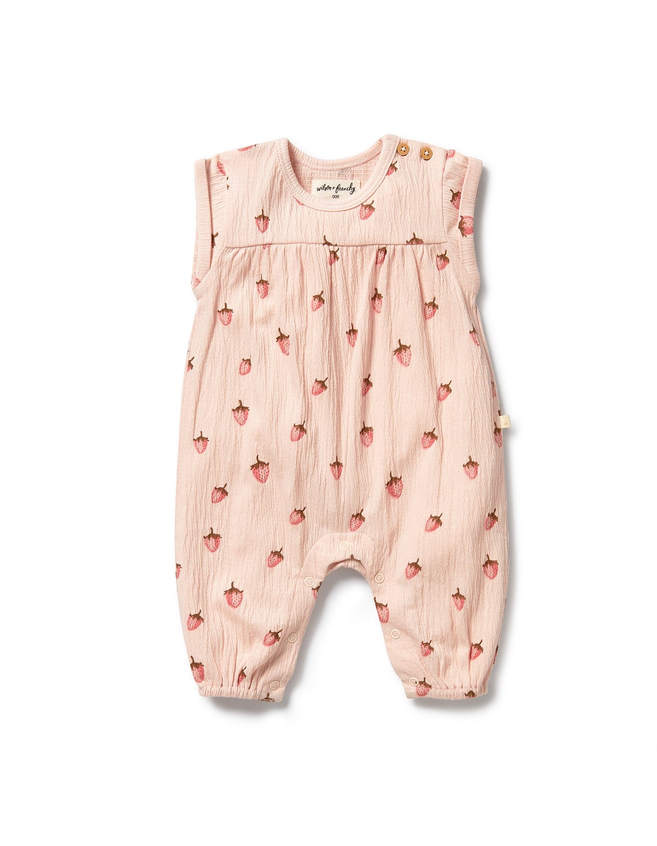 Wilson + Frenchy Strawberry Kisses Organic Playsuit Little Sprout