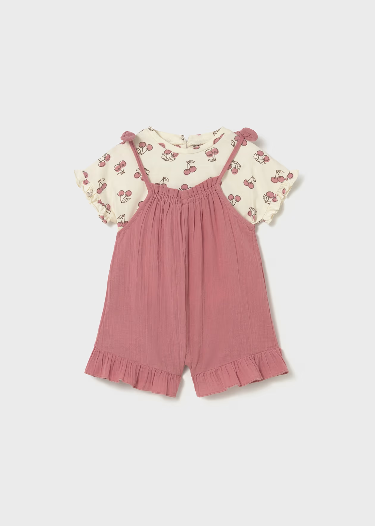 mayoral Baby Dungaree and Print T Shirt Set Blush Little Sprout