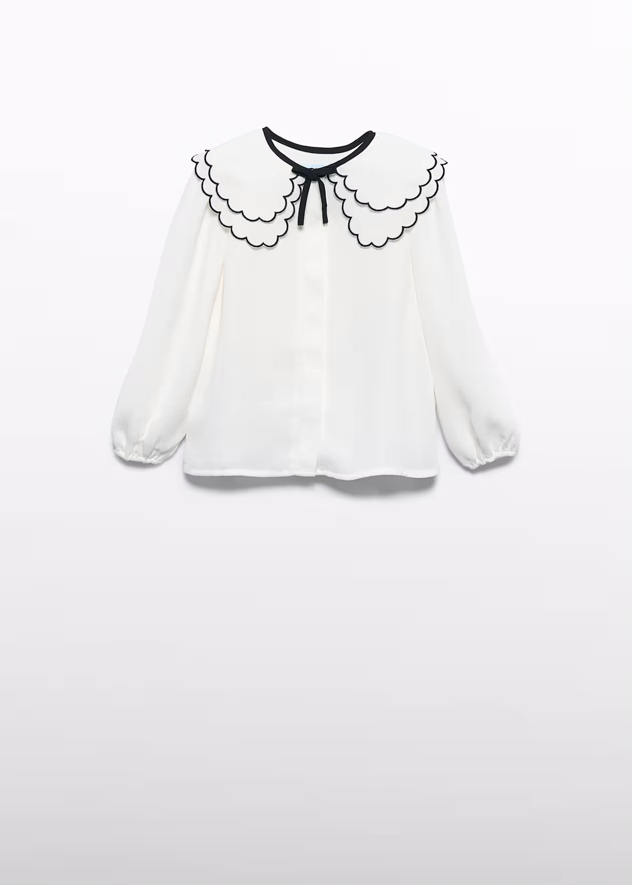 Abel and Lula Chiffon Blouse with Embroidered Collar Cream