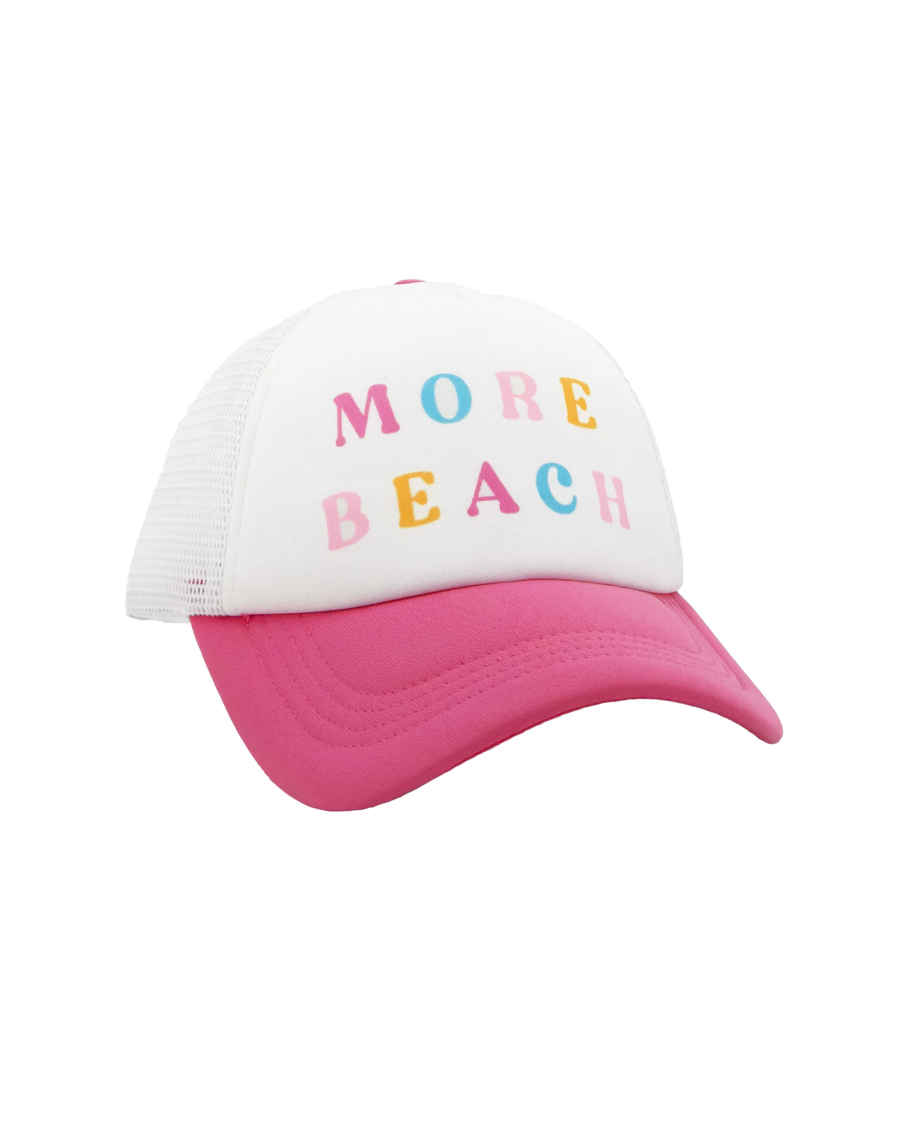 More Beach Trucker Hat - Pink Carnation/White-Little Sprout