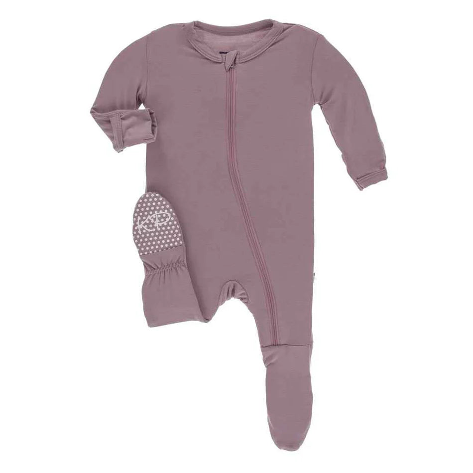 Solid Footie With Zipper-Little Sprout