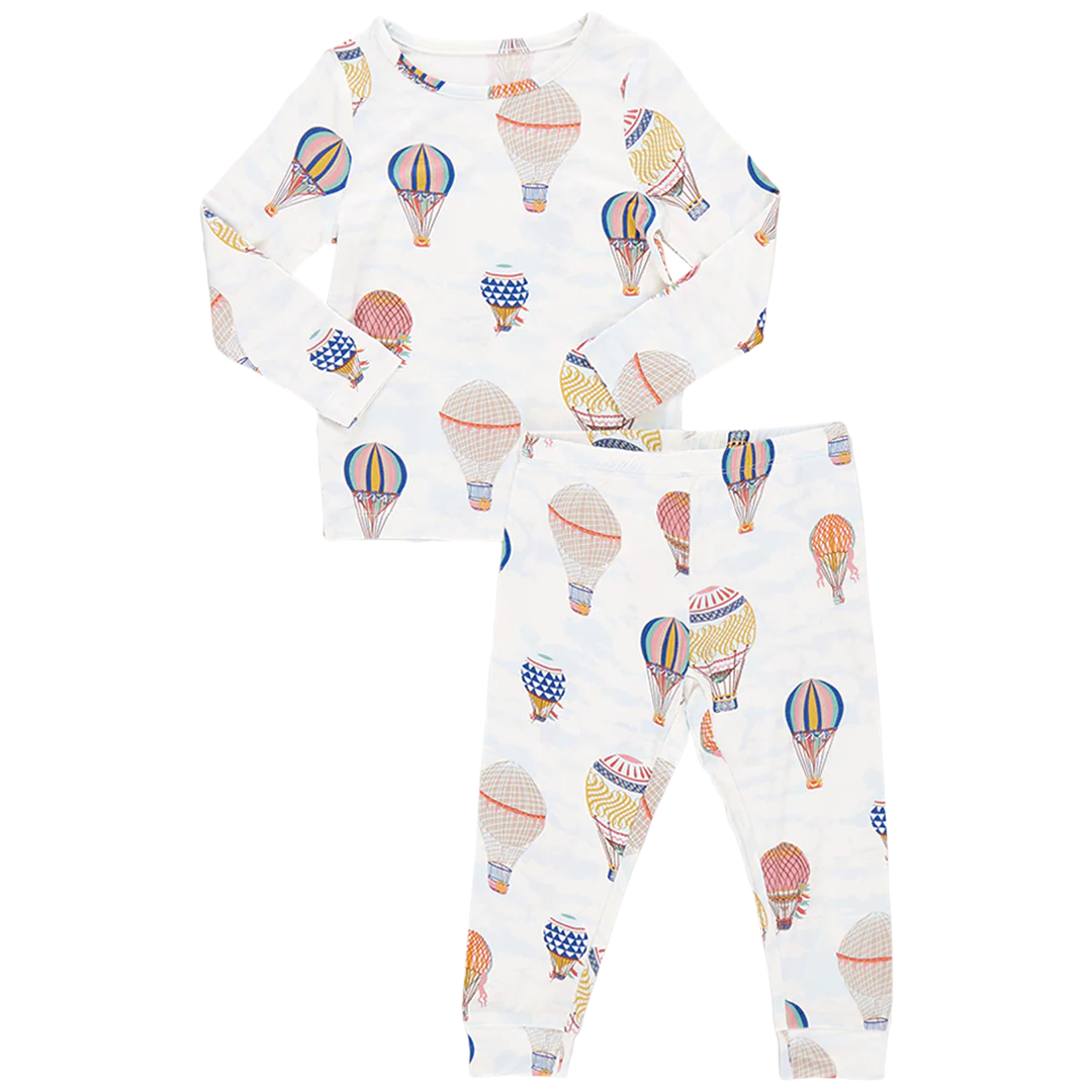 Kids Bamboo PJ Set - Hot Air Balloons-Little Sprout