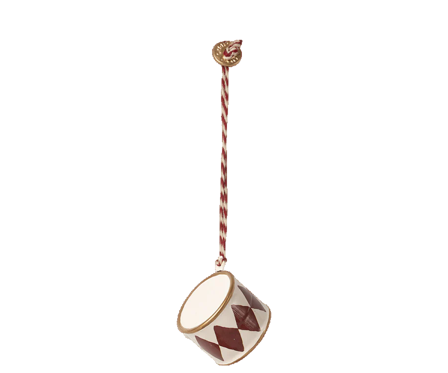 metal ornament, small drum red-Little Sprout