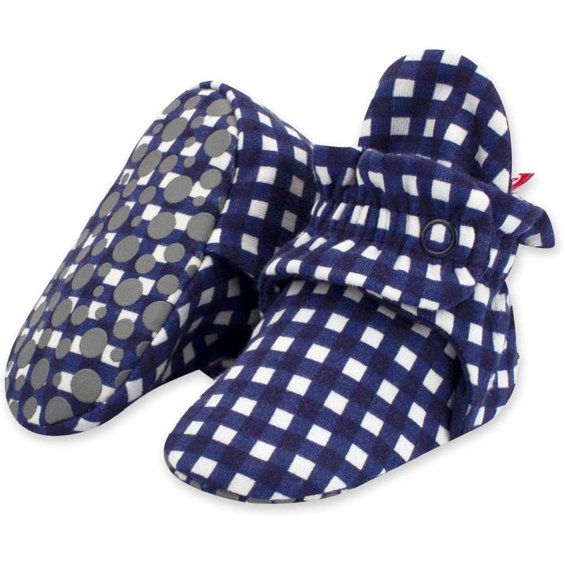 Gripper Footie - Navy Gingham-Little Sprout