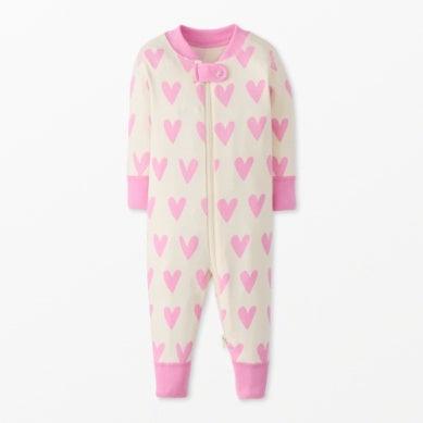 Hanna Andersson 2 Way Zip Sleeper Pink Hearts Little Sprout