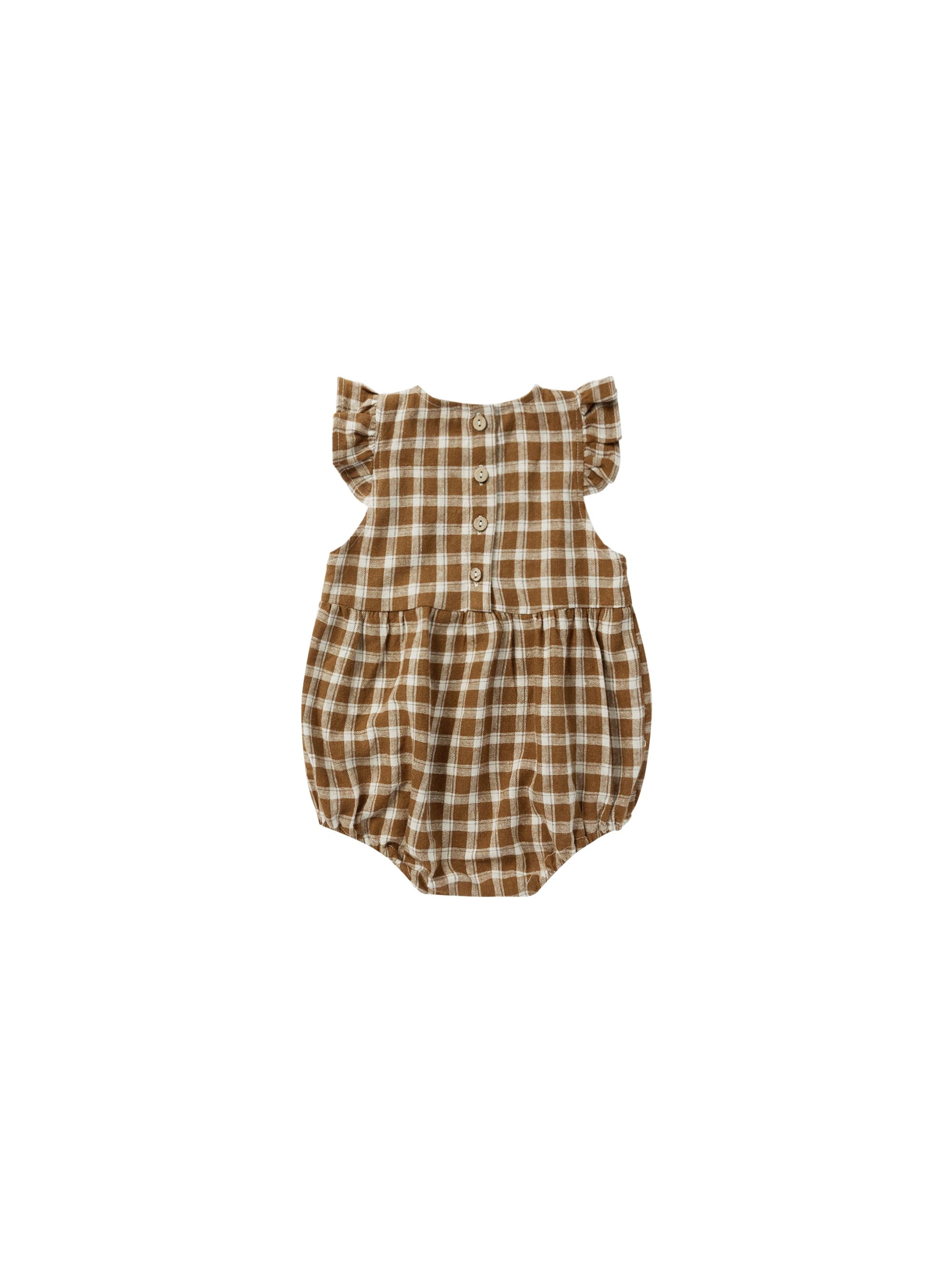 Amelia Romper - Saddle Plaid-Little Sprout
