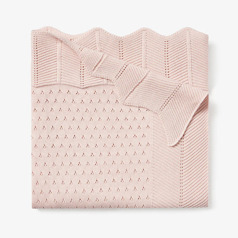 Blush Pointelle Cotton Knit Baby Blanket-Little Sprout