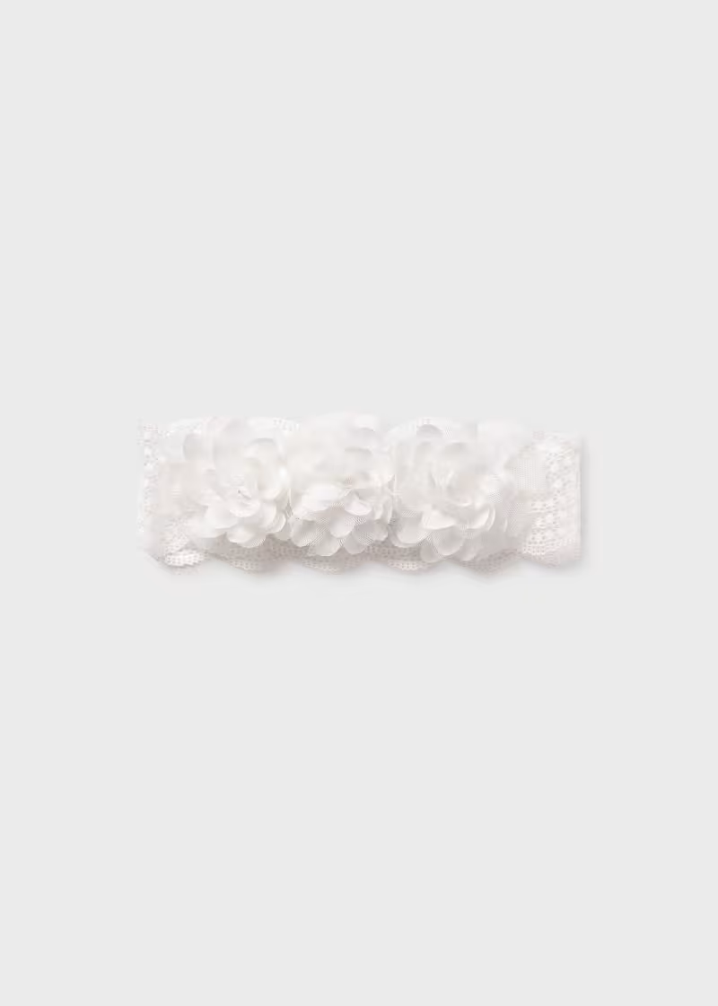 Baby Flower Tulle Headband - Cream-Little Sprout