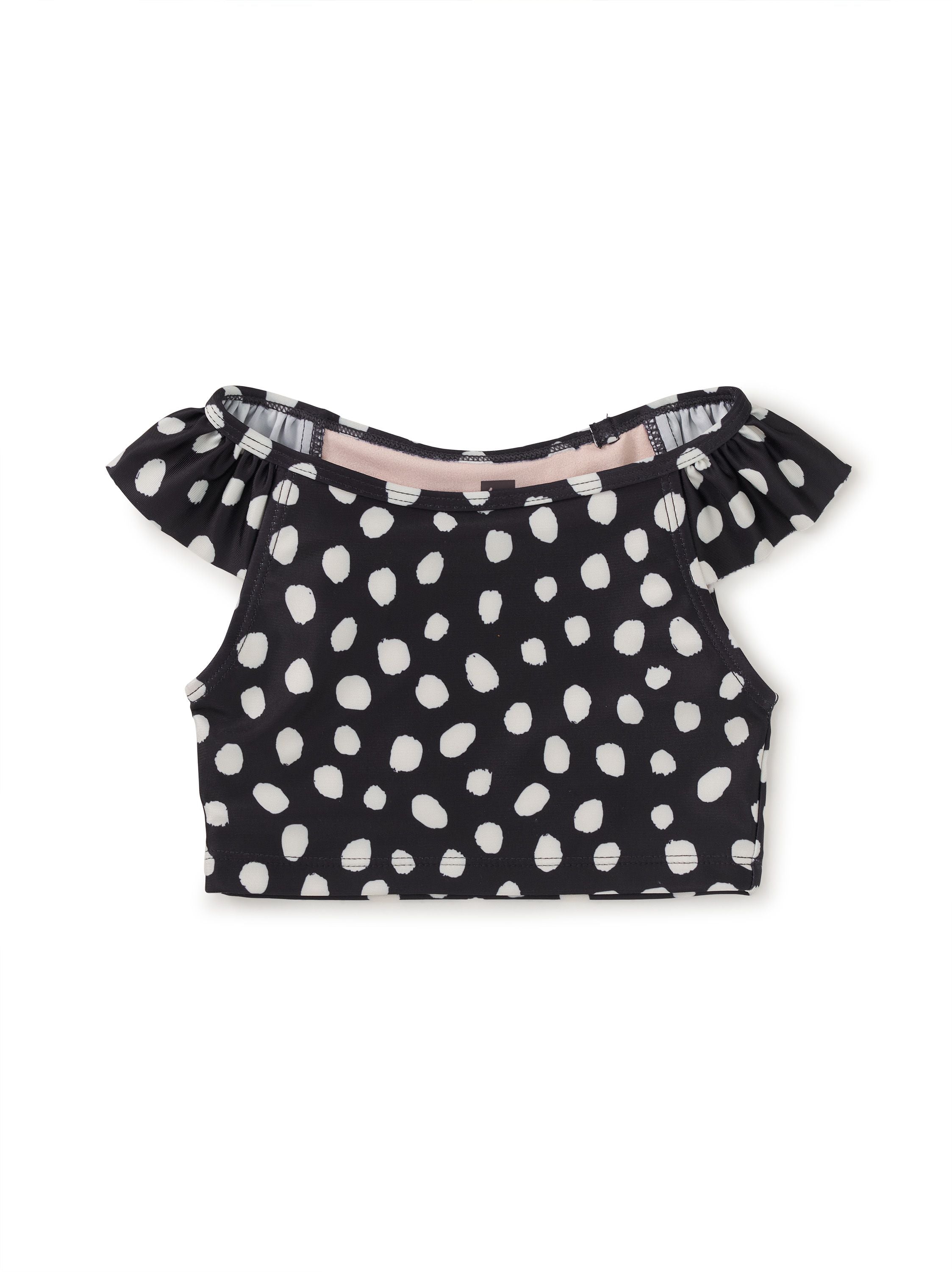 Ruffle Sleeve Tankini Swim Top - Jaguar Spot Dots-Little Sprout