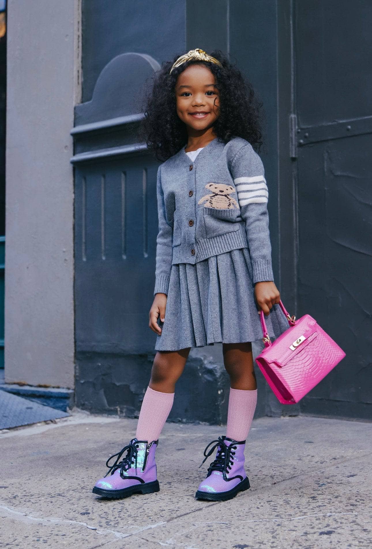 Varsity Bear Knit Set-Little Sprout