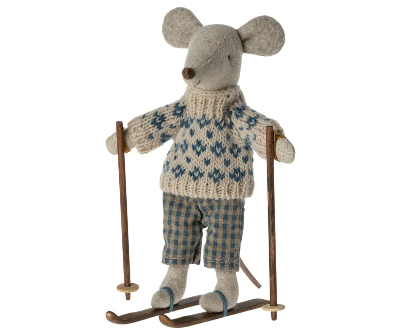 Winter Mouse with Ski Set - Dad-Little Sprout
