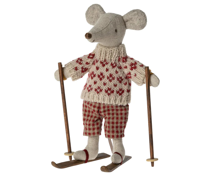 Winter Mouse with Ski Set - Mum-Little Sprout
