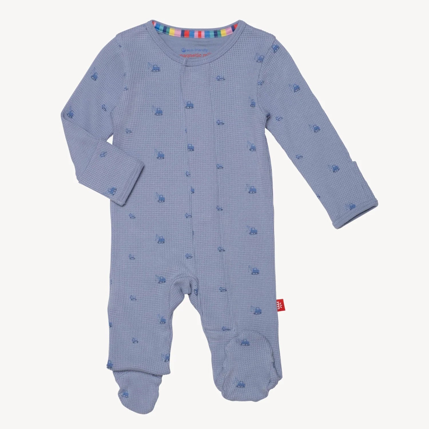 Soft Slate Print Waffle Modal Magnetic Footie-Little Sprout