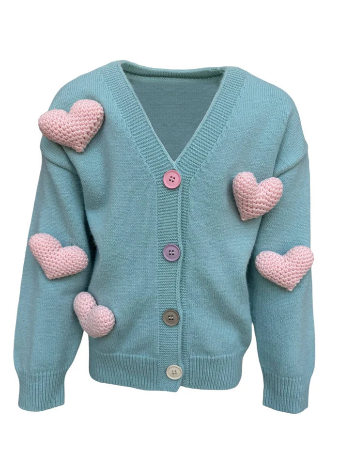 Lola and the Boys Rainbow Plush Heart Cardigan Little Sprout