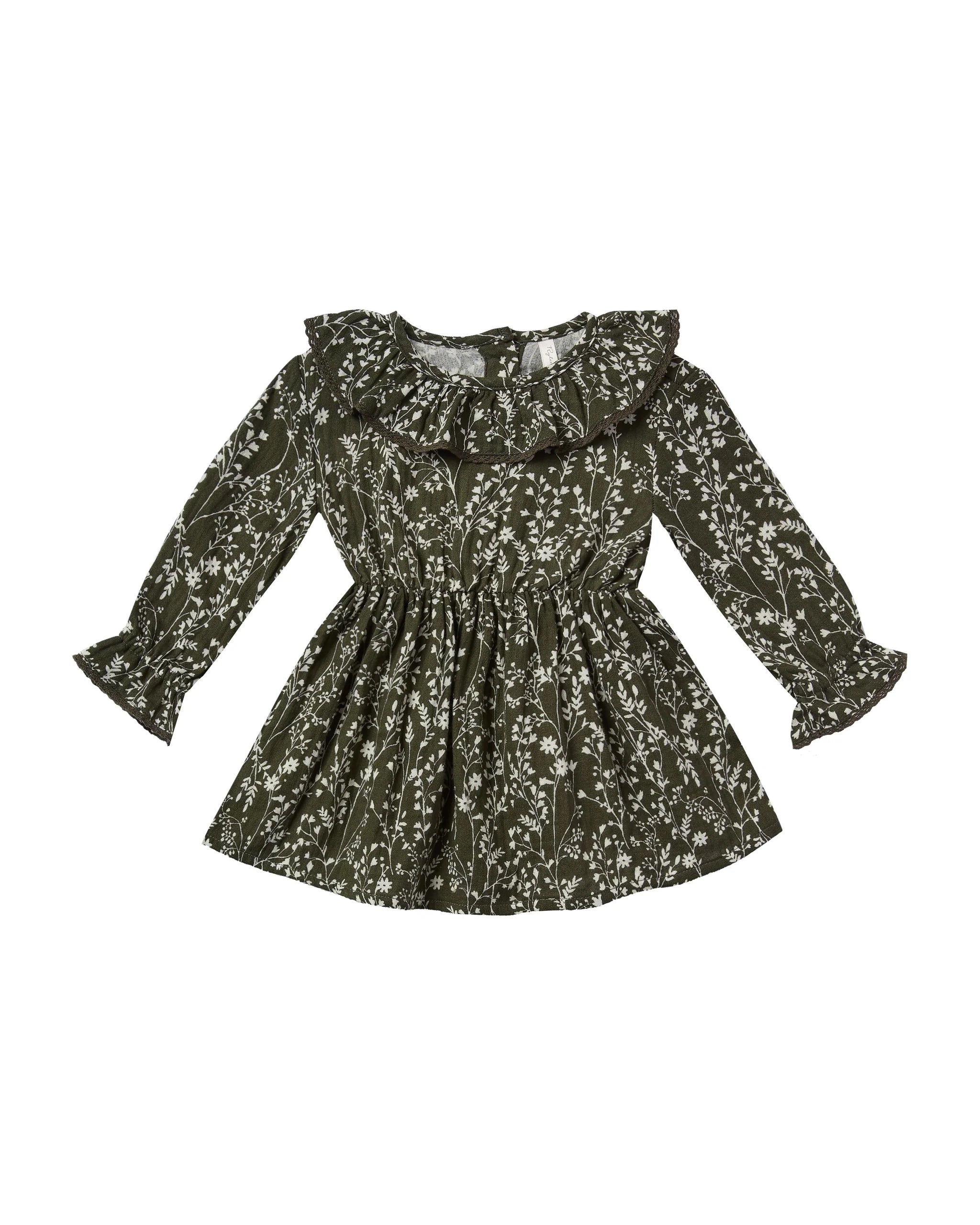 Vines Ruffle Collar Baby Dress-Little Sprout