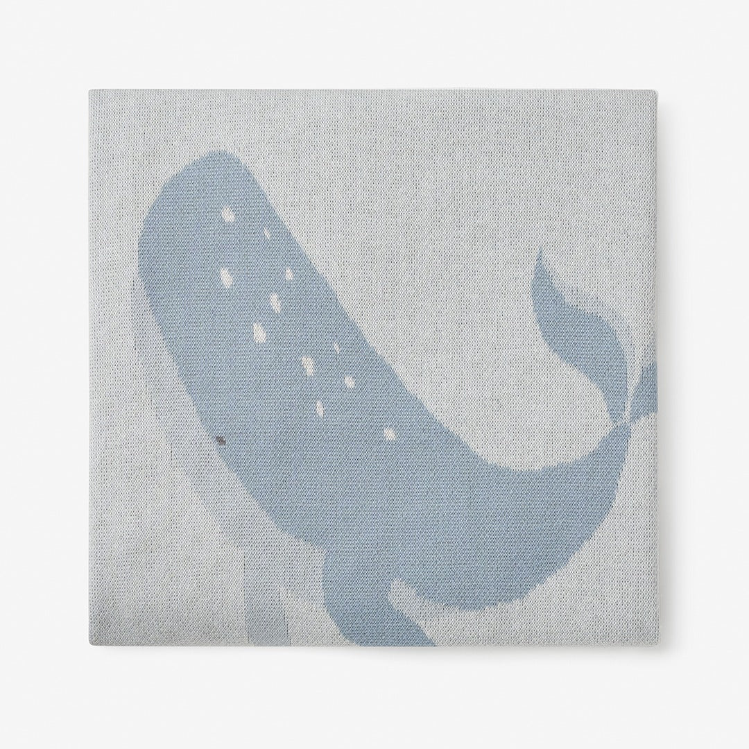 Whale Cotton Knit Baby Blanket-Little Sprout