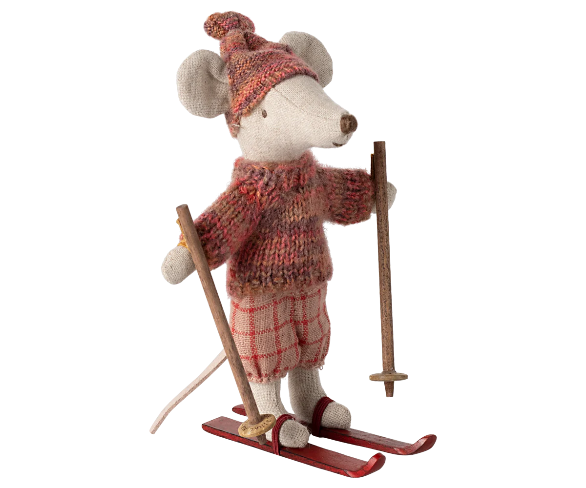 Winter Mouse with Ski Set - Big Sister Rose-Little Sprout