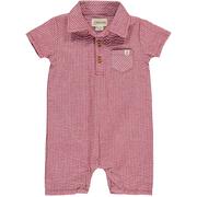 Sandy Coral Seersucker Polo Romper