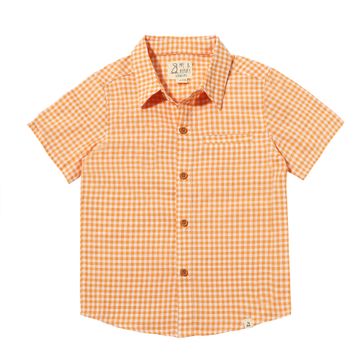 Newport Woven Baby Shirt - Tangerine, White Plaid